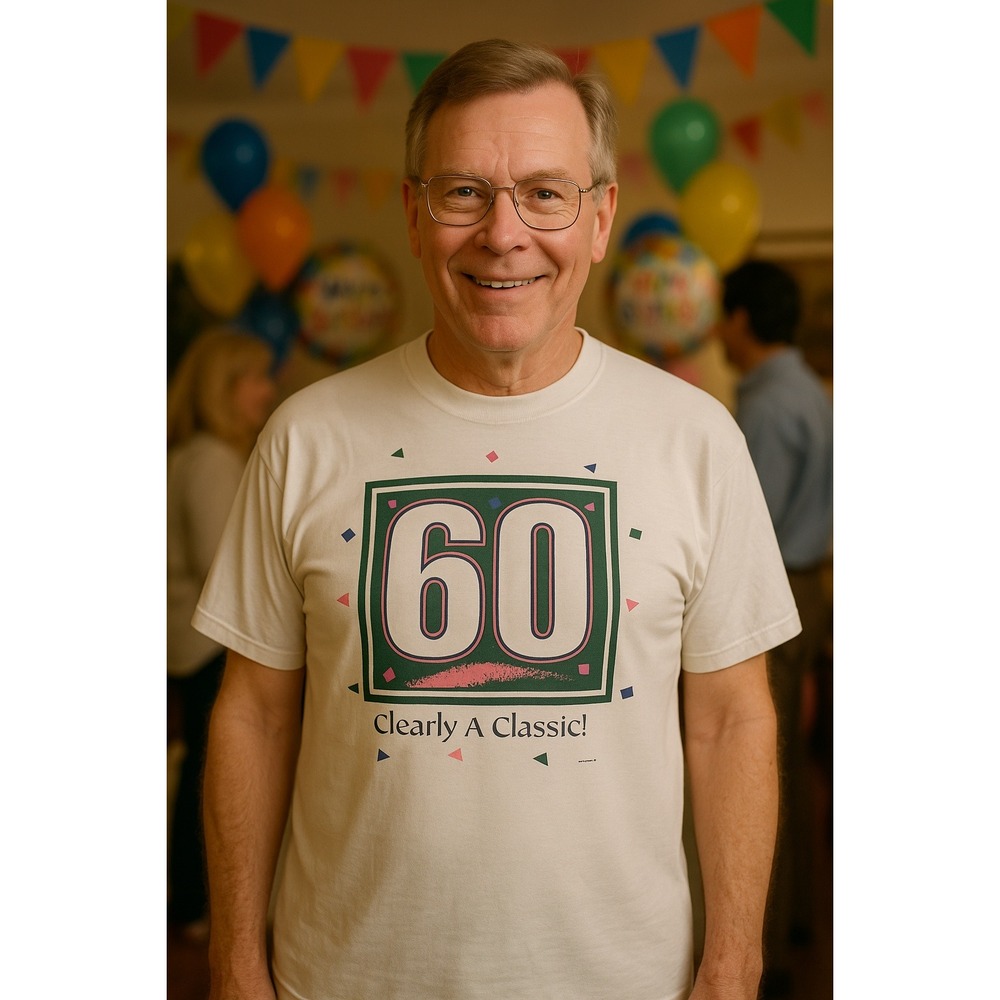 Vintage 1991 Hanes 60th Birthday T-Shirt Clearly A Classic!‎ XL USA Made